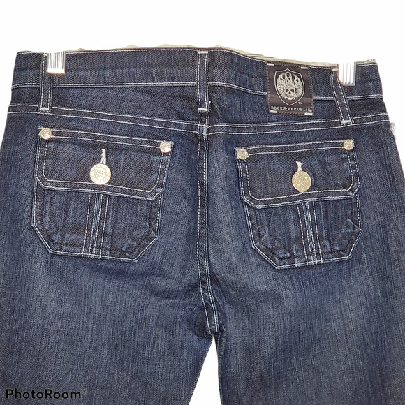 Rock & Republic Dark Blue Jeans Nirvana Bootcut Sz 27 - Picture 6 of 9
